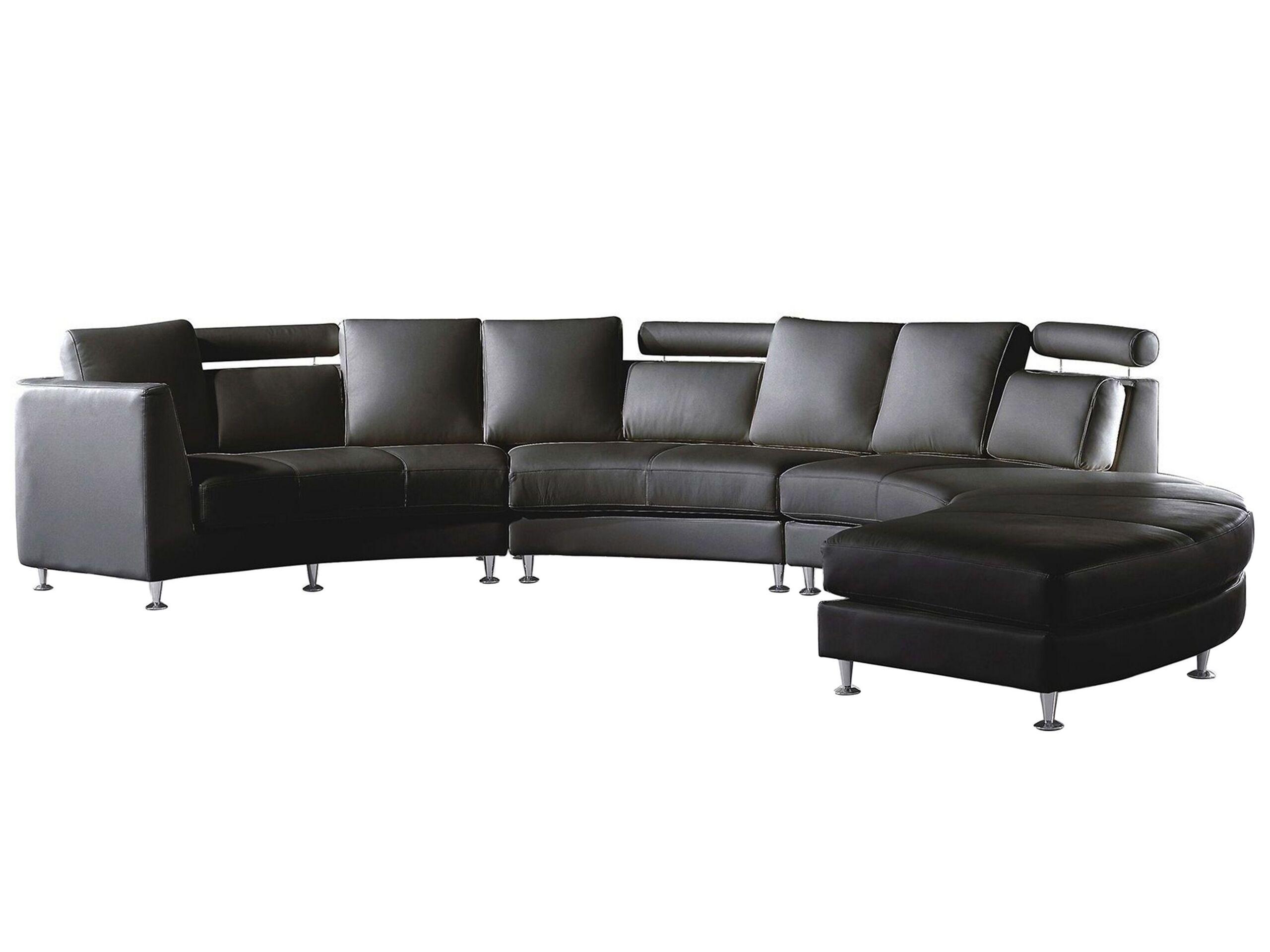 Beliani Halbrundes Sofa aus Echtleder Industriell ROTUNDE  