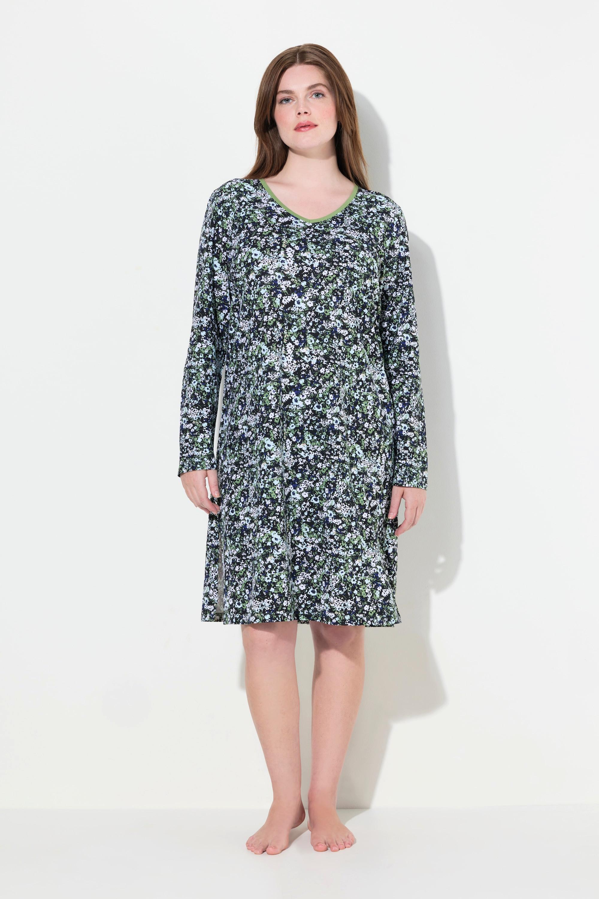 Ulla Popken Confezione da 2 Camicie da notte girocollo scollo a V maniche lunghe  