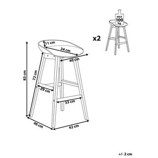 Beliani Lot de 2 chaises de bar en Polypropylène Moderne MICCO  