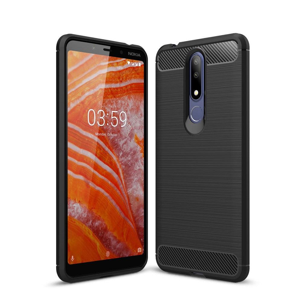 Cover-Discount  Custodia Nokia 3.1 Plus - Metallo Aspetto Carbonio Gomma 