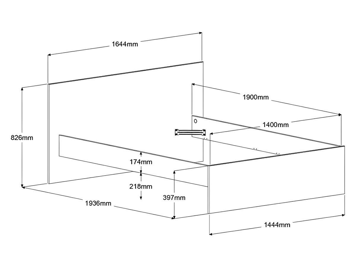 Vente-unique Bett mit 2 Schubladen - 140 x 190 cm - Holzfarben & glänzend - VELONA  