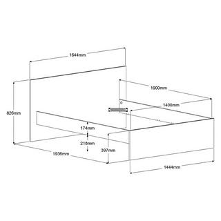 Vente-unique Bett mit 2 Schubladen - 140 x 190 cm - Holzfarben & glänzend - VELONA  