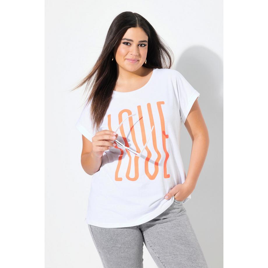 Ulla Popken Oversized LOVE Print Halbarm T-Shirt  