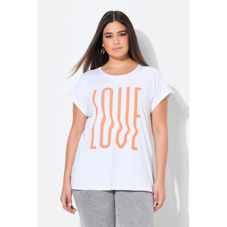 Ulla Popken Oversized LOVE Print Halbarm T-Shirt  