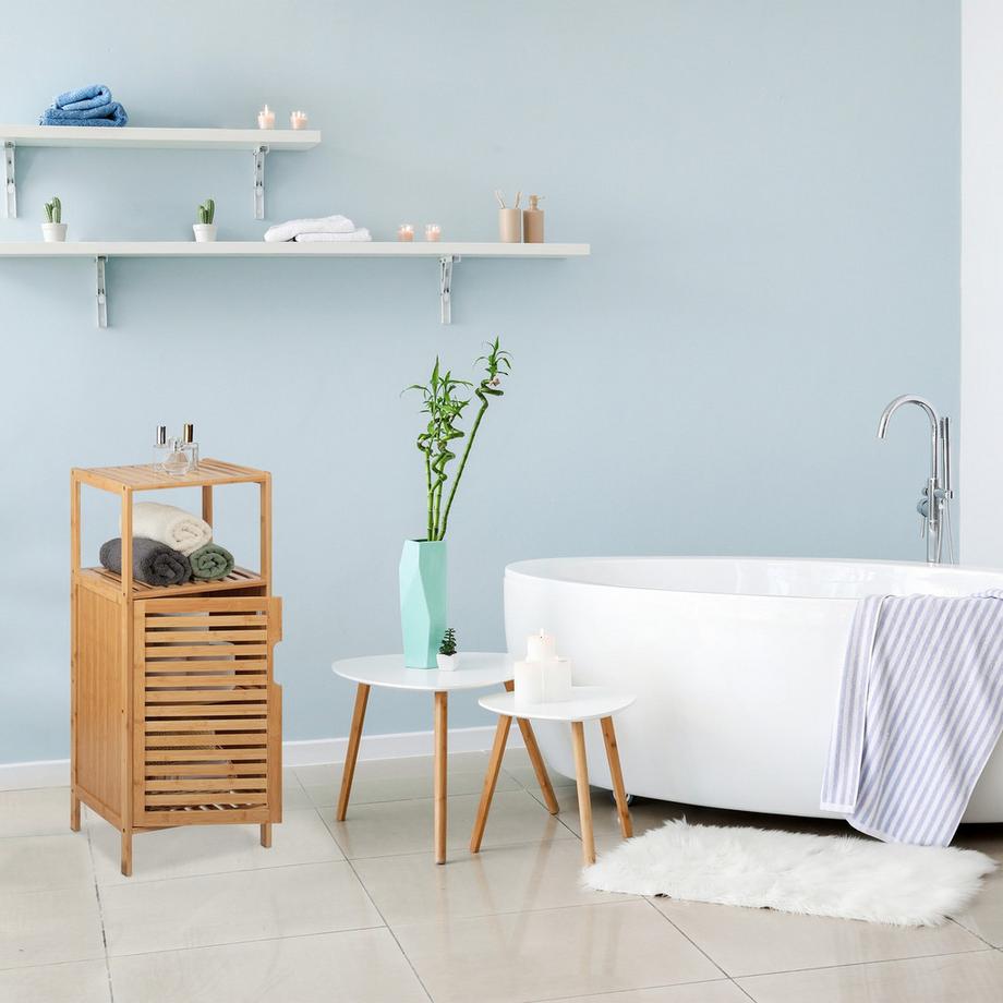 B2X Schlanker Badezimmerschrank aus Bambus  