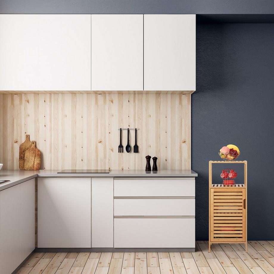 B2X Schlanker Badezimmerschrank aus Bambus  