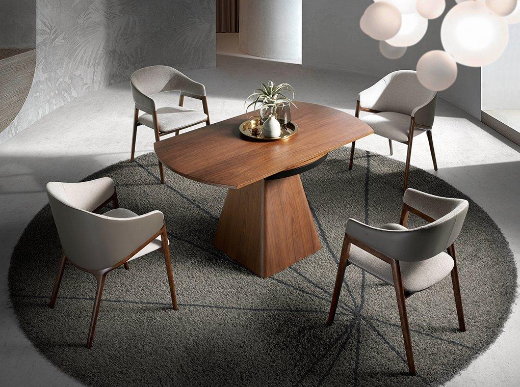 ANGEL CERDA Tavolo da pranzo allungabile rotonda noce  