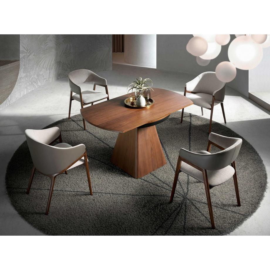 ANGEL CERDA Ausziehbarer Esstisch runde Walnuss  