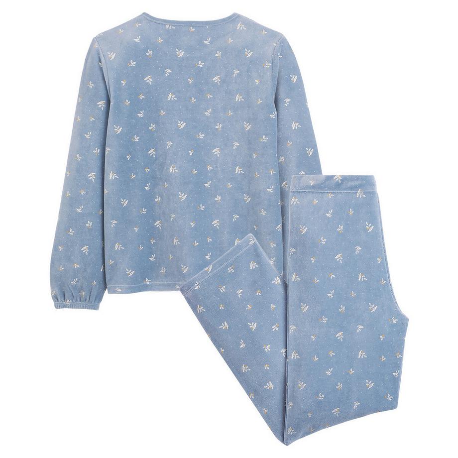 La Redoute Collections  Pyjama en velours imprimé feuillage et oiseaux 