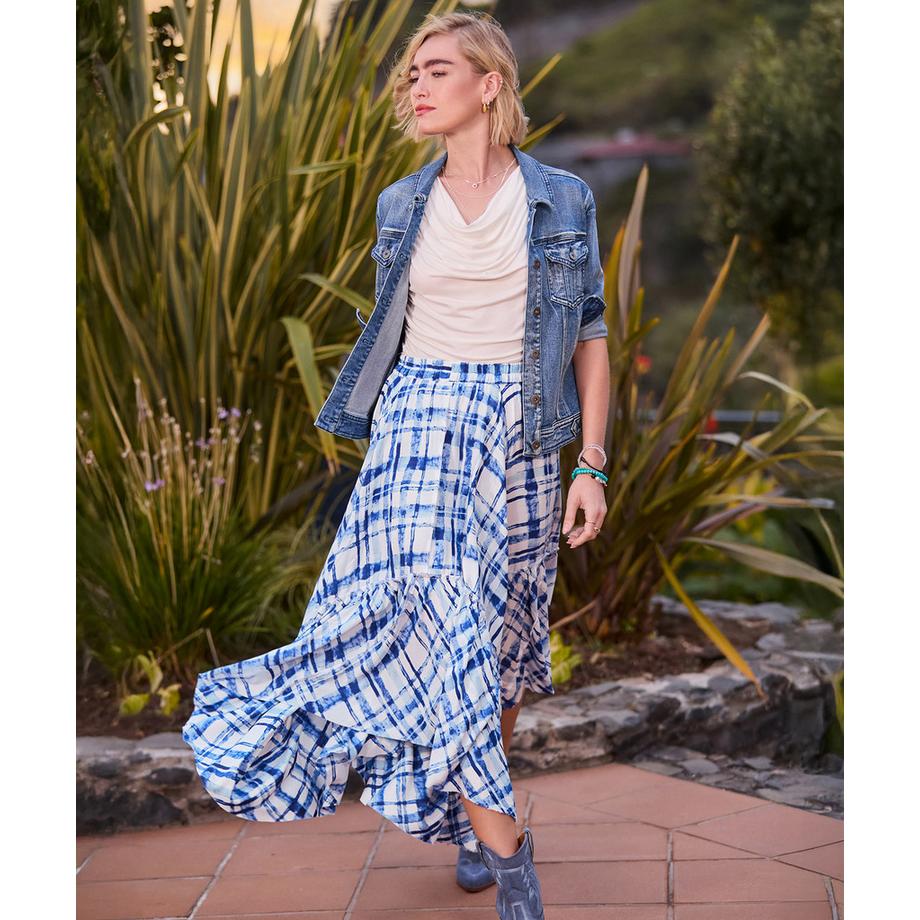 Joe Browns Jupe longue à carreaux avec ourlet asymétrique  