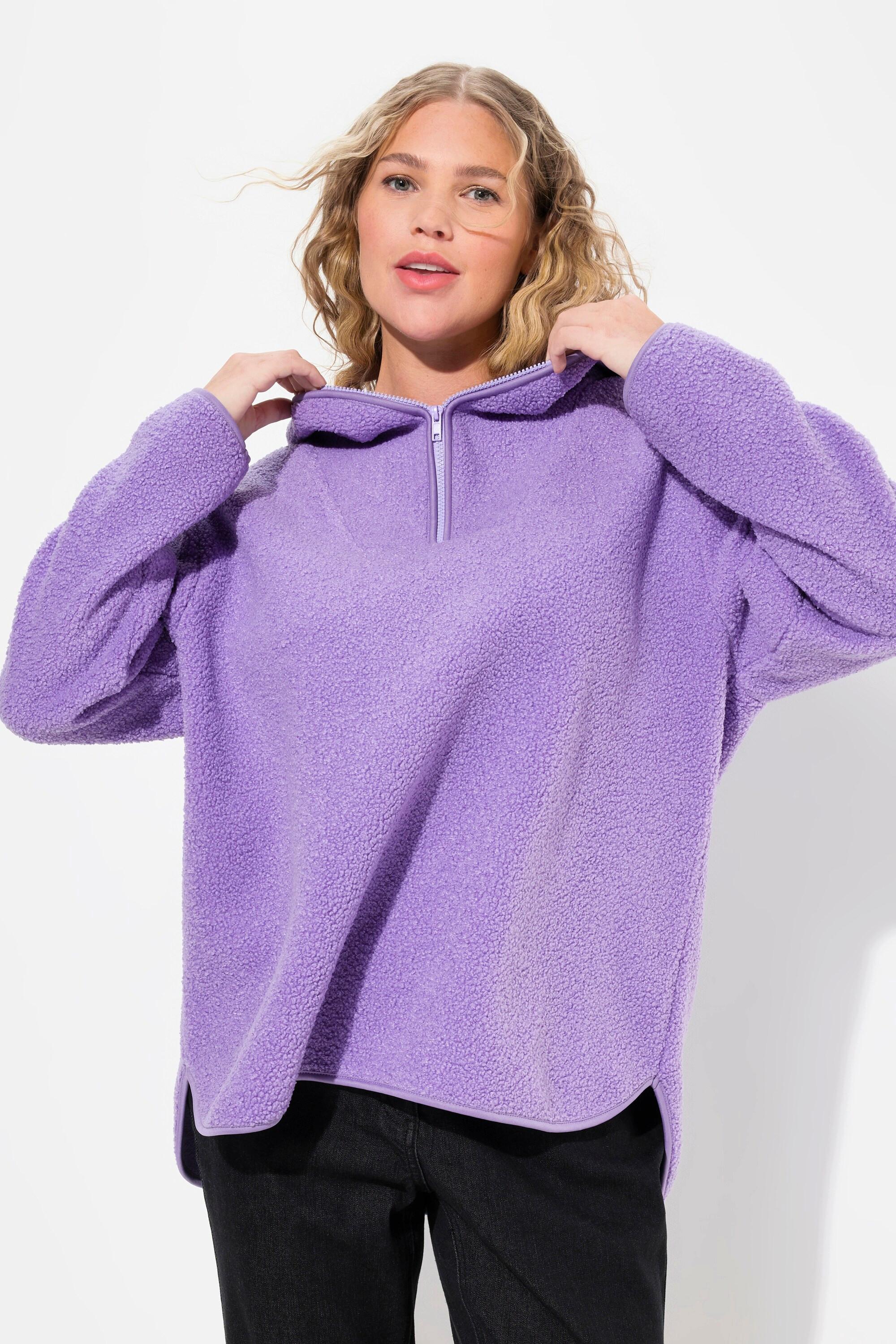 Ulla Popken Pullover Teddy Cappuccio Maniche Lunghe  