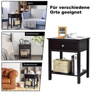 Northix Nachttisch 2-Stufige Nachtkommode Moderner Nachtschrank mit Schublade Schwarz  