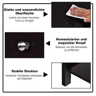Northix Nachttisch 2-Stufige Nachtkommode Moderner Nachtschrank mit Schublade Schwarz  