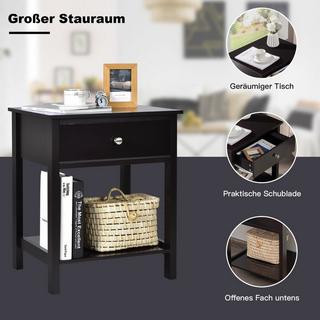 Northix Nachttisch 2-Stufige Nachtkommode Moderner Nachtschrank mit Schublade Schwarz  