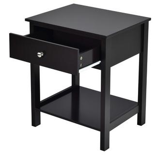 Northix Nachttisch 2-Stufige Nachtkommode Moderner Nachtschrank mit Schublade Schwarz  