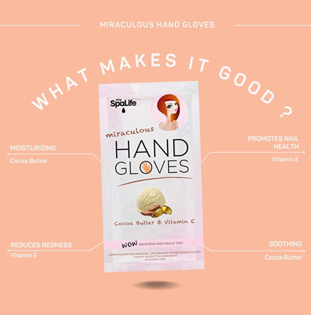 SpaLife  Feuchtigkeitsspendende Handschuhe mit Kakaobutter & Vitamin E 