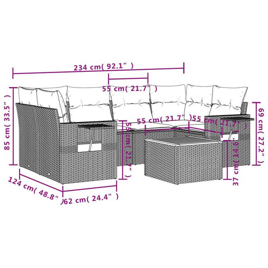 VidaXL Ensemble de canapés de jardin rotin synthétique  