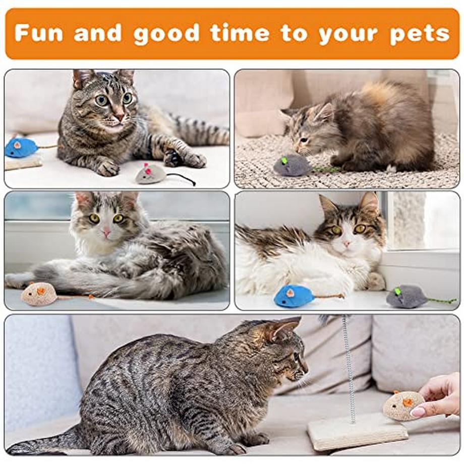 Alopini  Katzenspielzeug Maus, 9 Stück Plüschmaus mit Katzenminze, interaktives Katzenspielzeug für Katzen und Kätzchen 