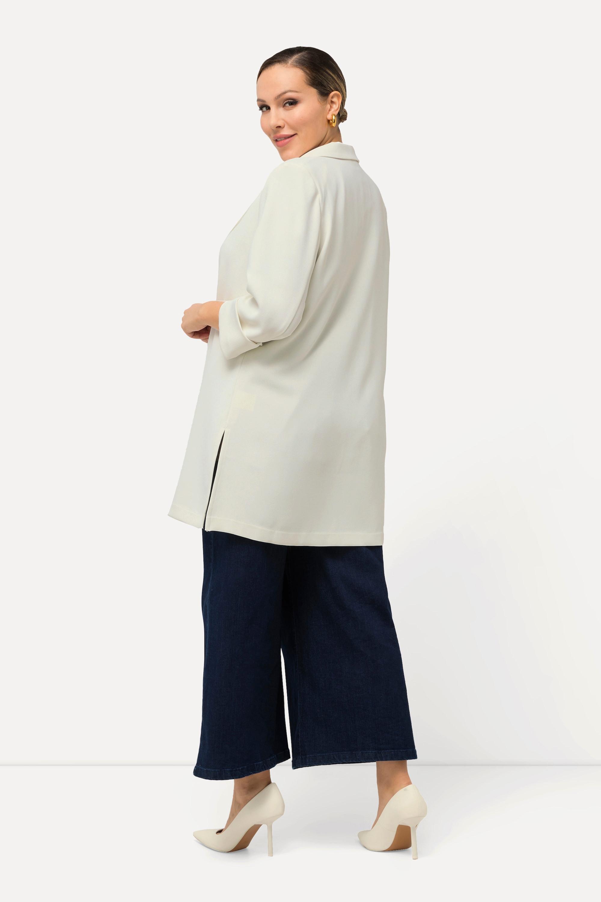 Ulla Popken Blazer Col Revers Fermeture Bouton Manches 3/4  