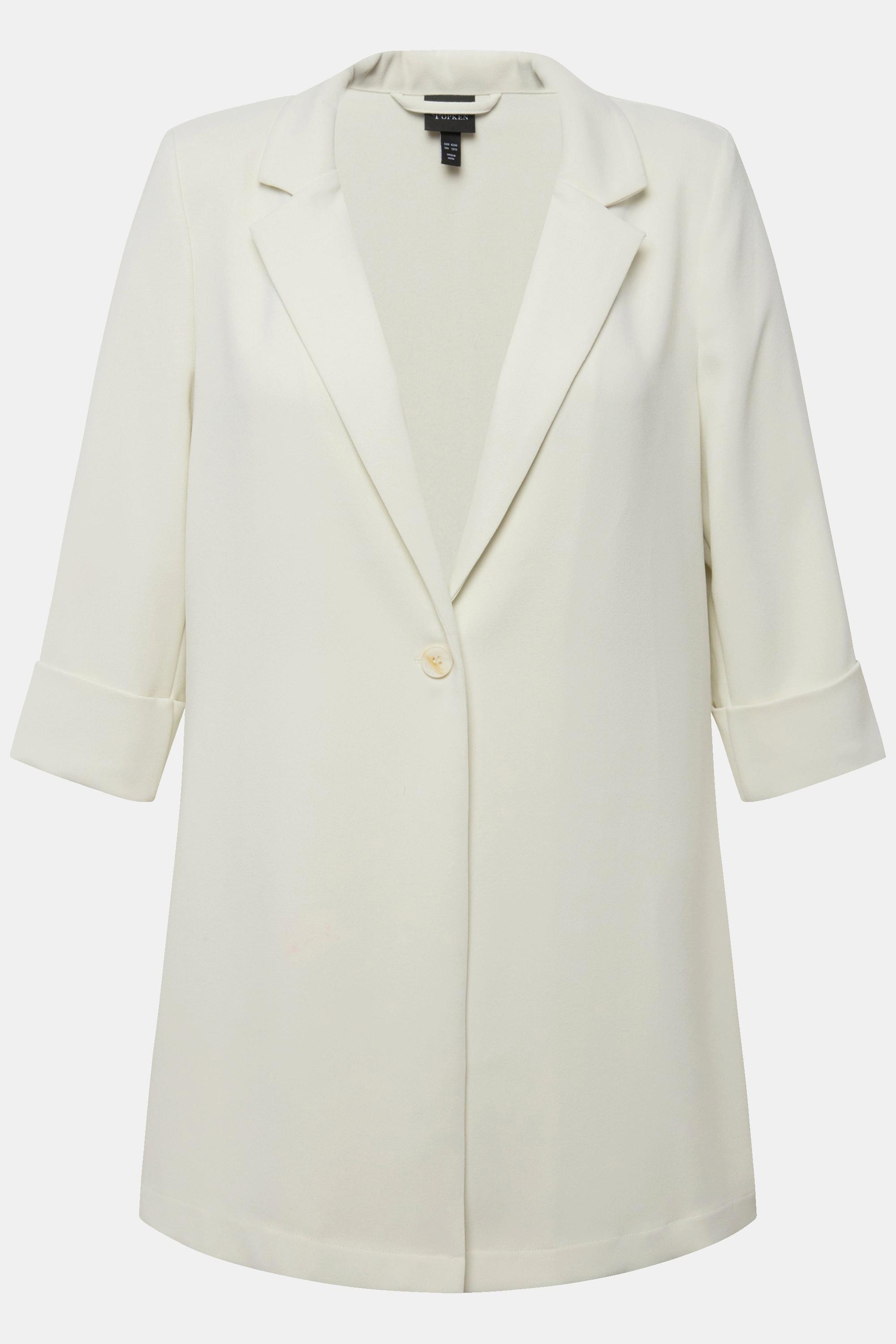 Ulla Popken Blazer Col Revers Fermeture Bouton Manches 3/4  