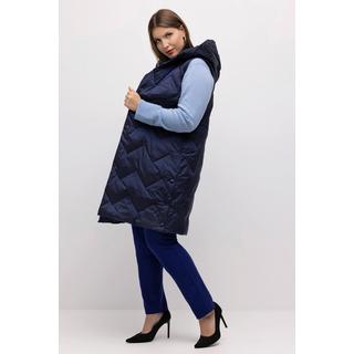 Ulla Popken  Gilet matelassé, surpiqûres en zigzag, col montant, capuche, sans manches 