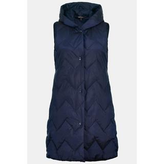 Ulla Popken  Gilet matelassé, surpiqûres en zigzag, col montant, capuche, sans manches 