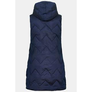 Ulla Popken  Gilet matelassé, surpiqûres en zigzag, col montant, capuche, sans manches 