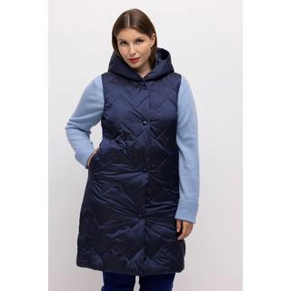 Ulla Popken  Gilet matelassé, surpiqûres en zigzag, col montant, capuche, sans manches 