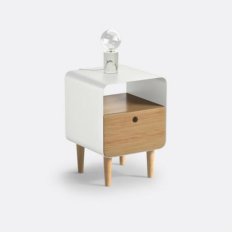 La Redoute Intérieurs Nachttisch mit Eschenfurnier und Stahlmetall  