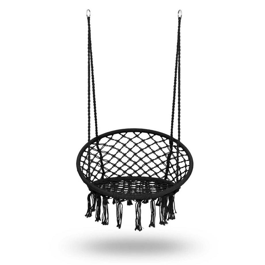 B2X Fauteuil de jardin suspendu Boho noir  