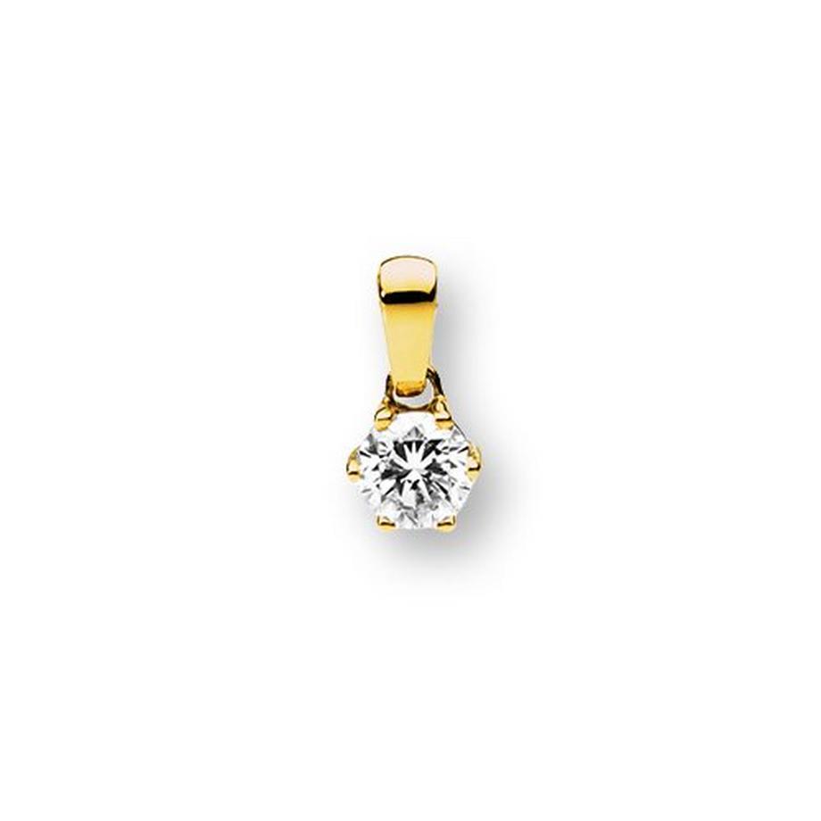 Pendentif serti 6 griffes de diamants 0,40ct. or jaune 750