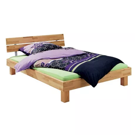 Lit bois massif avec sommier et matelas hêtre, noyer ou wenge