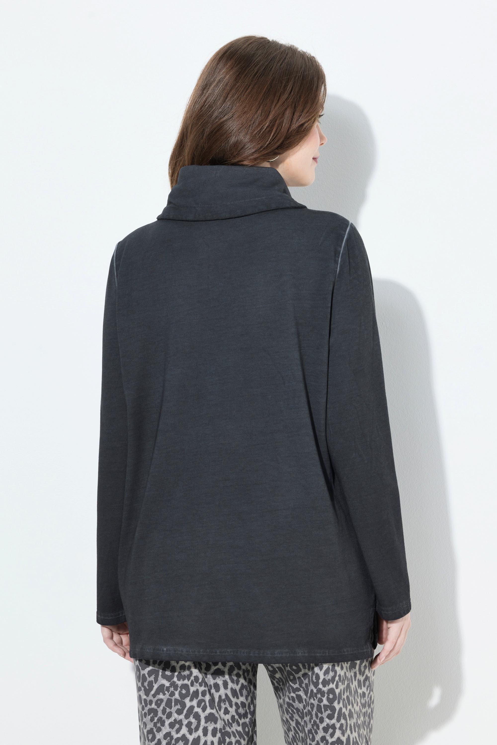 Ulla Popken Nex York Cold Dyed Langarm Sweatshirt Stehkragen  