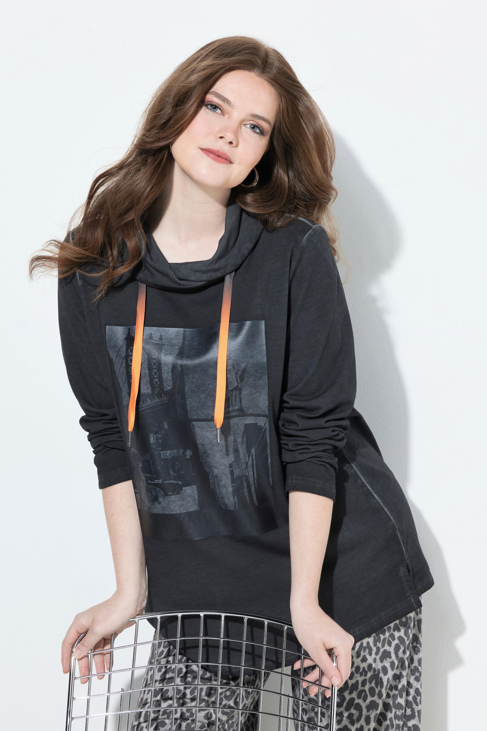 Ulla Popken Nex York Cold Dyed Langarm Sweatshirt Stehkragen  