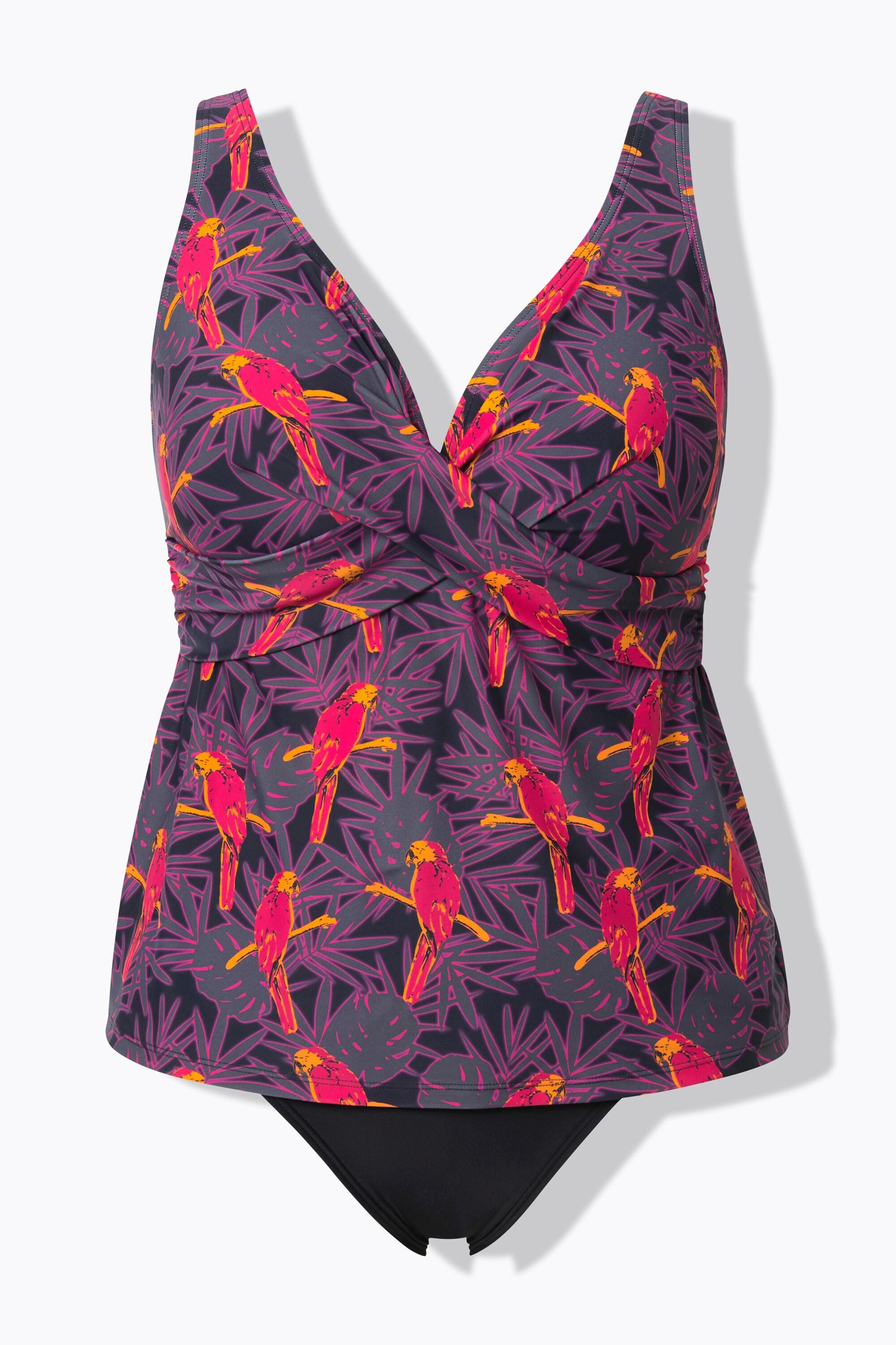 Ulla Popken Tankini Stampa Pappagalli Coppe Morbide  