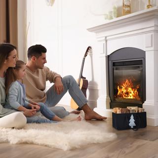 B2X Schwarze Kaminholztasche aus Filz mit Motiv  