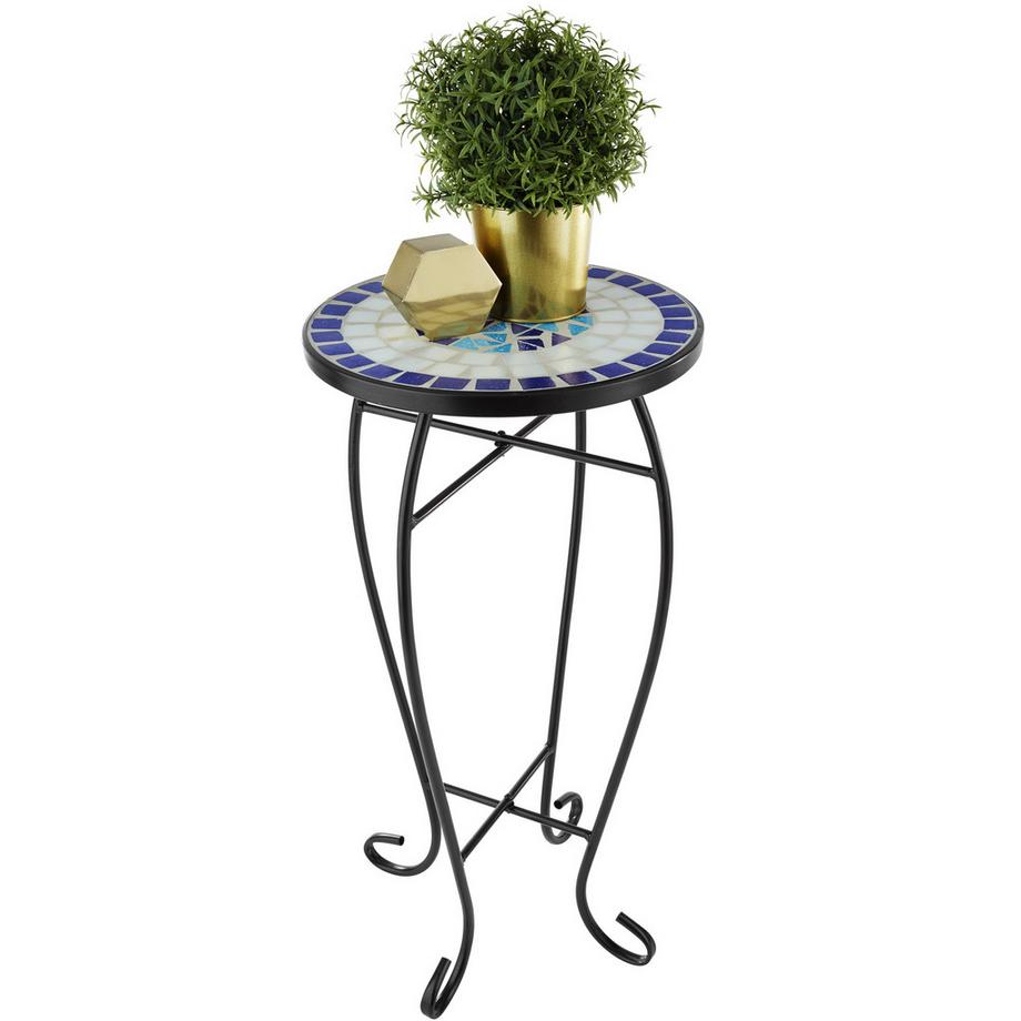 Tectake Tavolino da balcone  acciaio, mosaico e cemento  