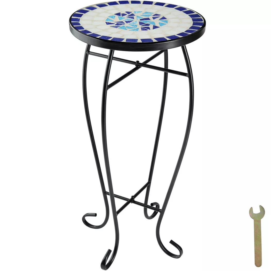 tectake Balcony table with mosaic pattern (30x30x61.5cm) | Size: 30x30x61.5 cm