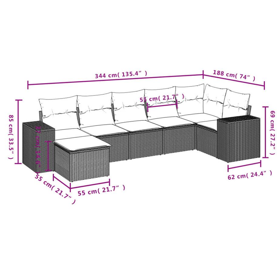 VidaXL Ensemble de canapés de jardin rotin synthétique  