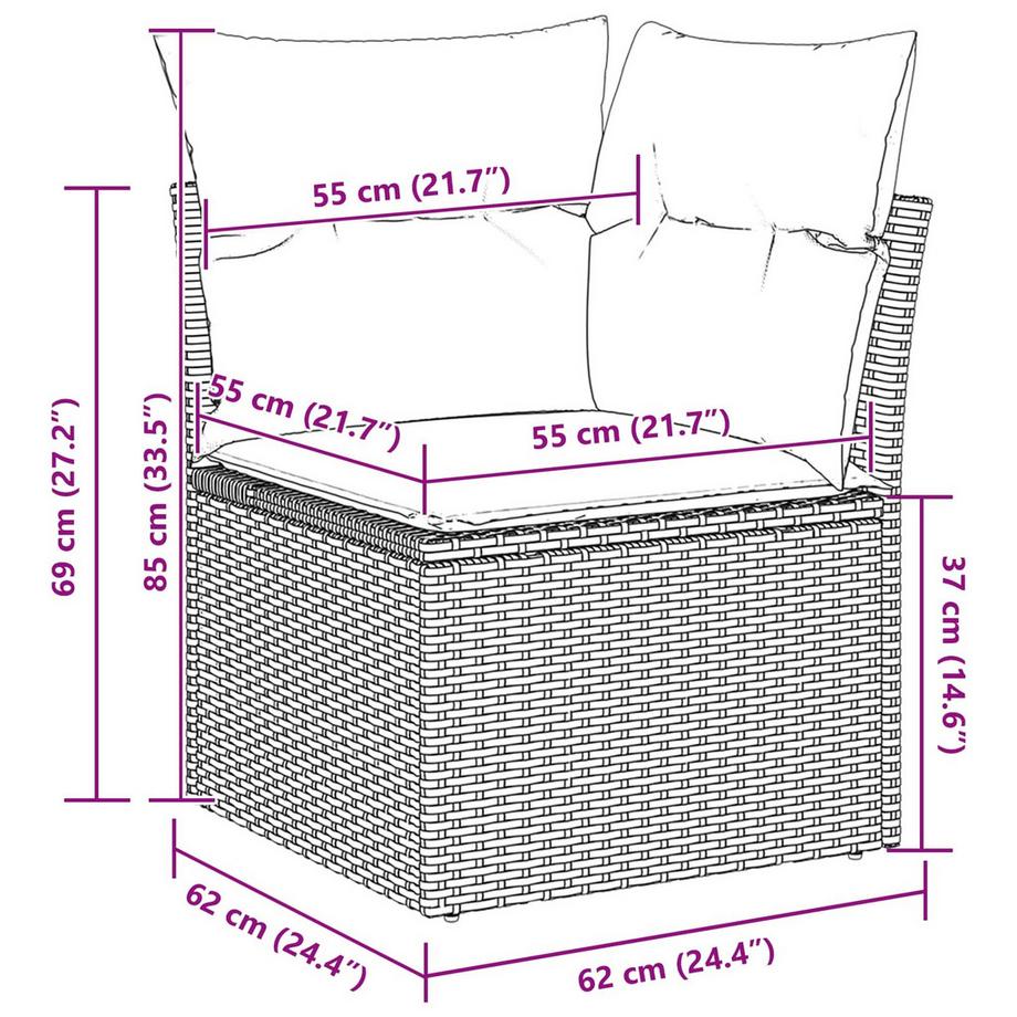 VidaXL Canapé de jardin poly rattan  