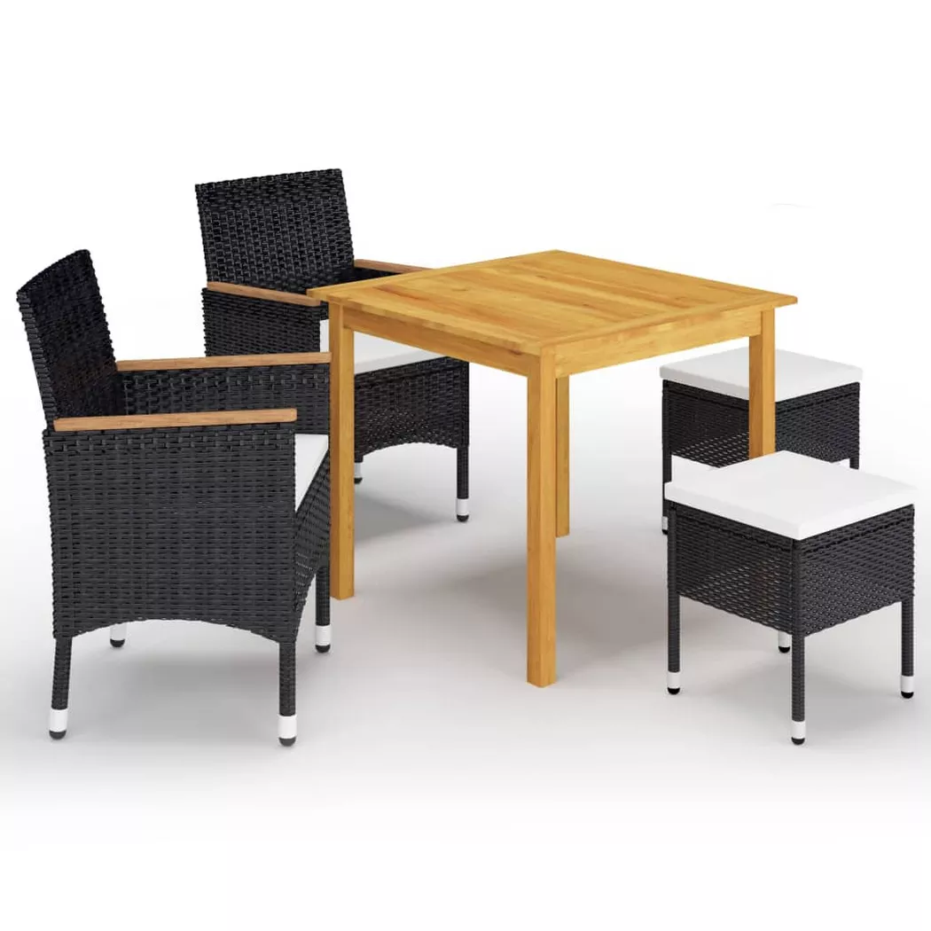 vidaXL Ensemble à manger de jardin 5 pcs Noir