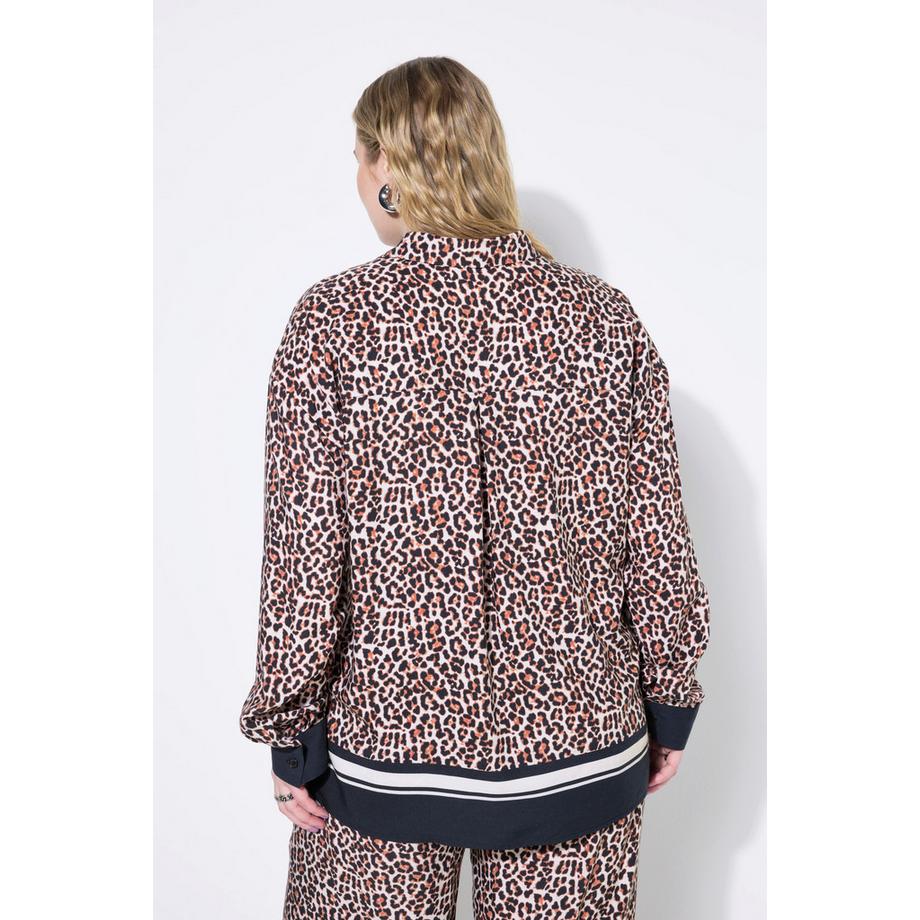 Studio Untold Chemisier Oversize Imprimé Léopard Bordure Ourlet  