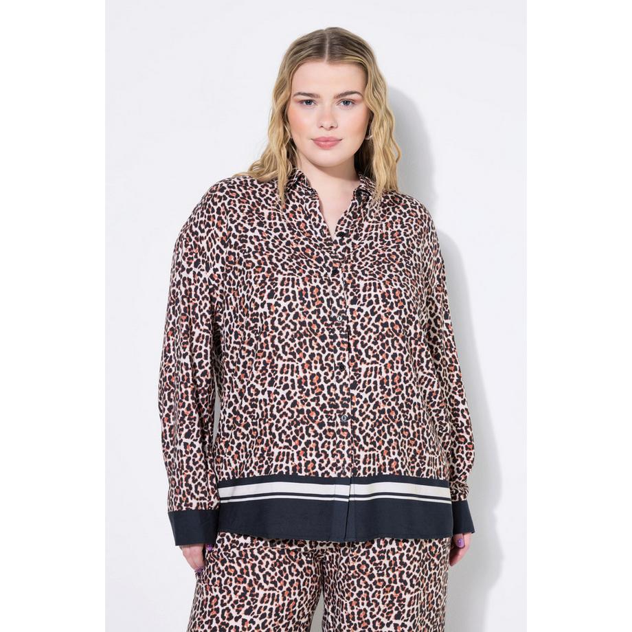 Studio Untold Chemisier Oversize Imprimé Léopard Bordure Ourlet  