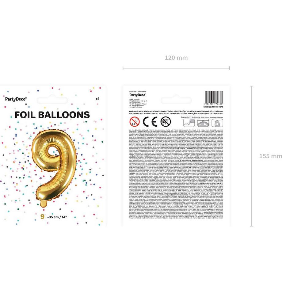 PartyDeco  Ballon en aluminium chiffre 9 