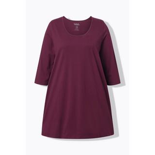 Ulla Popken T-shirt long coupe évasée col rond manches 3/4  