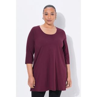 Ulla Popken T-shirt long coupe évasée col rond manches 3/4  