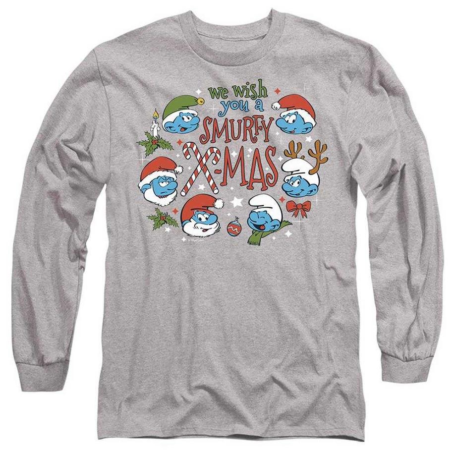 We Wish You A Smurfy Christmas Maglietta Erica Manica Lunga