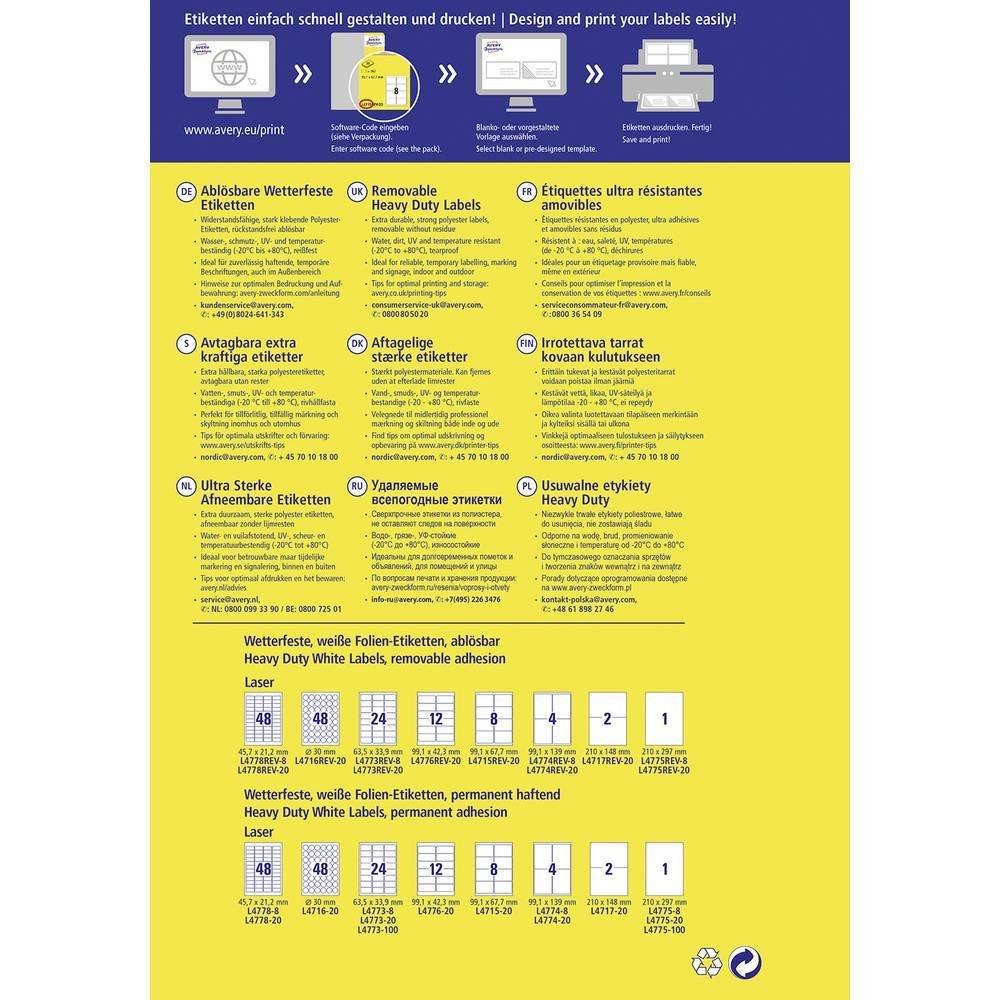 Avery-Zweckform AVERY ZWECKFORM Folienetiketten 63,5x33,9mm, 480 St.  