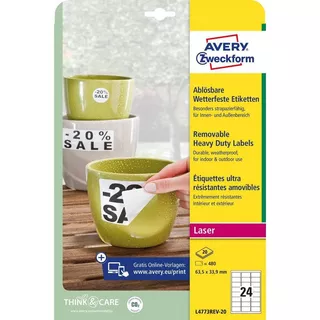 Avery-Zweckform AVERY ZWECKFORM Folienetiketten 63,5x33,9mm, 480 St.  