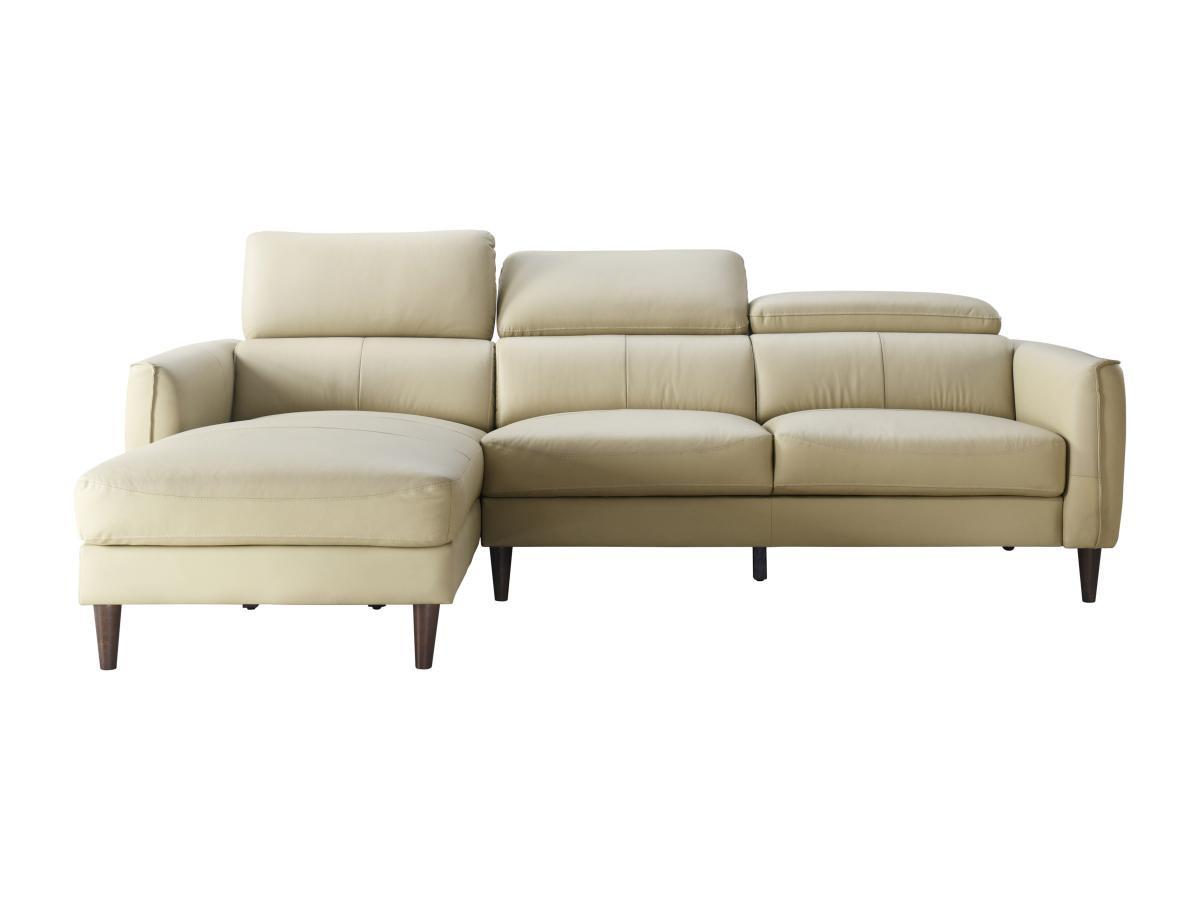 Vente-unique Ecksofa - Ecke links - Büffelleder - Beige - SALVI  
